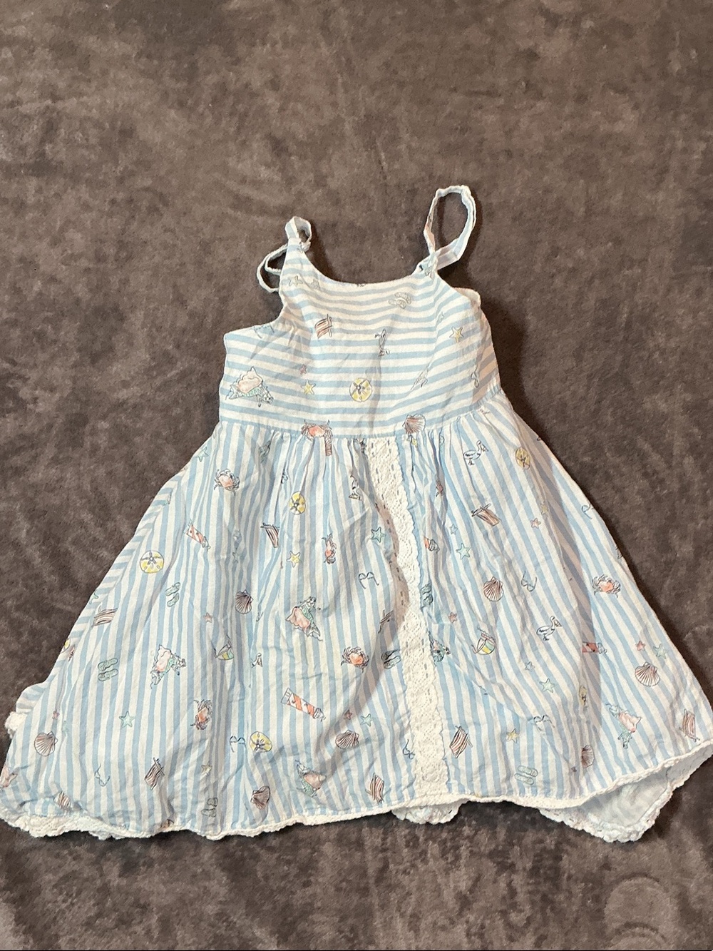 Striped Blue Shell-Print Girls' Sundress